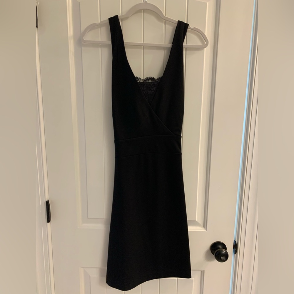Like New Ann Taylor Little Black Dress with Criss Cross Back Detail: size 10